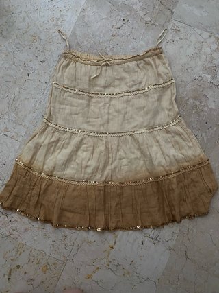 Falda midi boho con brillos y encaje