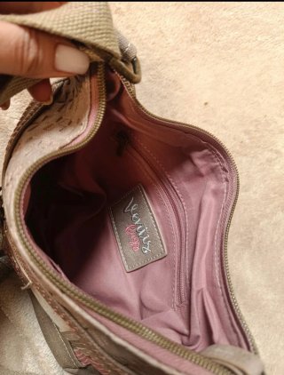 Bolso cruzado mujer beige y rosa