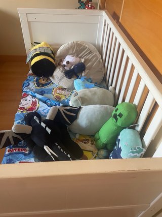 Cuna convertible para bebé-niño y colchón 2 capas