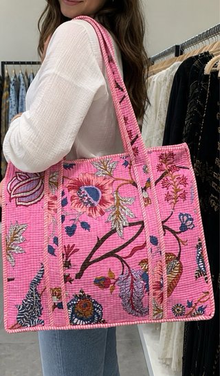 Bolso Tote Nuevo Flores Rosa