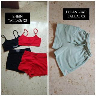 Caja con ropa de distintas marcas y tallas.