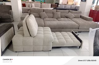 Súper oferta Sofá cama beige y gris de tela nuevo
