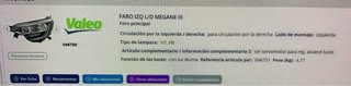 Faro Izquierdo Renault Megane Hatchback 2015+