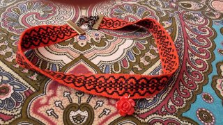 Choker rosso con fiorellino. Handmade.