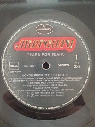 Vinilo LP Tears For Fears Songs From The Big Chair