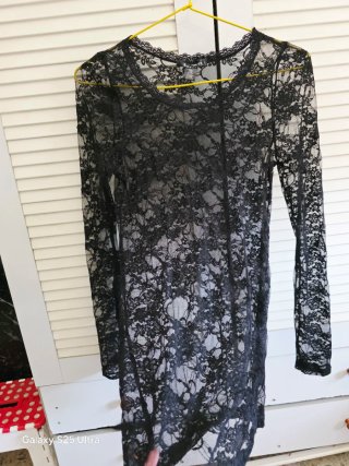 Blusa de encaje negra manga larga