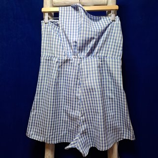 Mono corto Shein cuadros Vichy azul