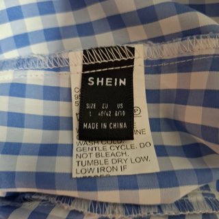 Mono corto Shein cuadros Vichy azul
