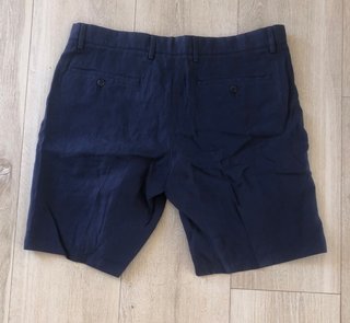 Pantalón corto Lino Hombre Mango Talla L Azul