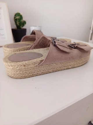 Sandalias Esparto Beige/Rosa Hebillas