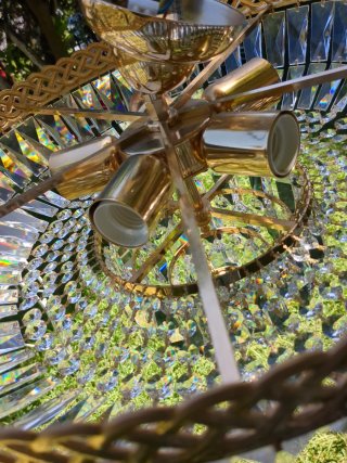 Lámpara de techo uncristal y metal dorado de 50 cm