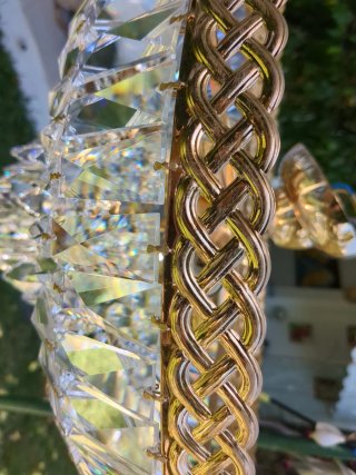 Lámpara de techo uncristal y metal dorado de 50 cm