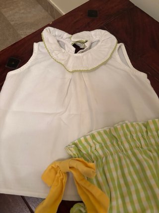 Conjunto niña blanco y verde