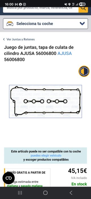 Junta tapa balancines BMW E36 325i m50