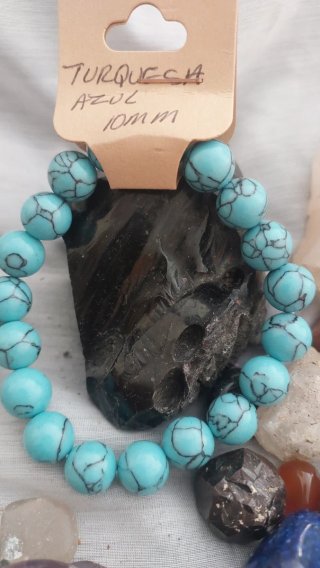 Pulsera Turquesa Azul Natural 10mm