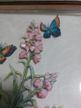 Cuadro de flores y mariposas