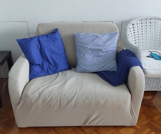 Juego de fundas elásticas para sofá (beige)