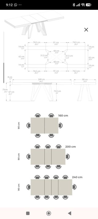 Mesa comedor extensible hasta 10 personas