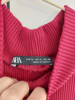 Vestido Zara Rojo Talla S Plisado