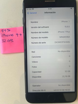 iPhone 7 Plus 32 GB Negro - bateria al 87%