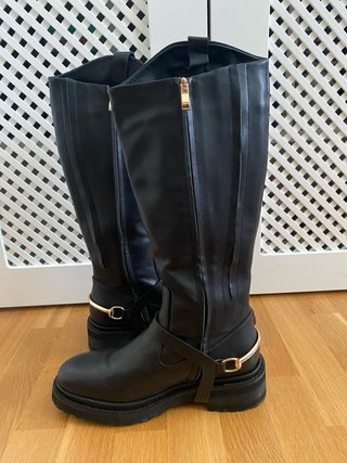 Botas altas de piel Alma en Pena negras