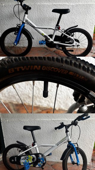 Bicicleta infantil B'TWIN blanca y azul