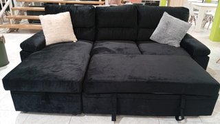 Sofá ·Cama EMMA, Negro Chaiselong, ·Arcón. OFERTA!