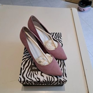 Scarpe donna rosa tacco alto camoscio