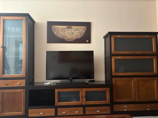 Mueble TV salón madera y cristal