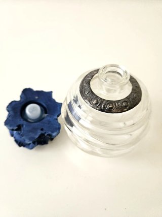 Profumiera rosa blu vetro trasparente altezza 9 cm