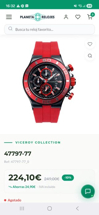 Reloj Viceroy Goma Negro/Rojo