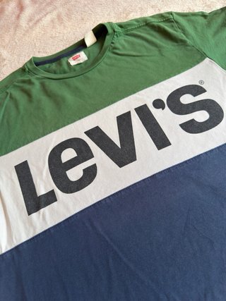 Camiseta Levi's color block logo verde y azul