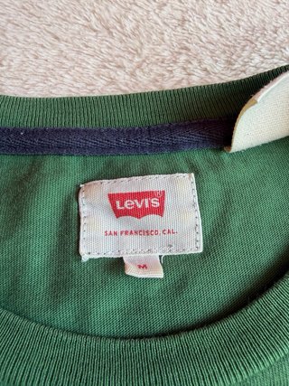 Camiseta Levi's color block logo verde y azul