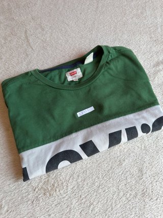 Camiseta Levi's color block logo verde y azul