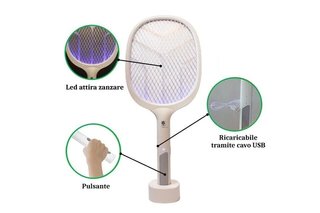 Racchetta Elettrica Ricaricabile LED Zanzare
