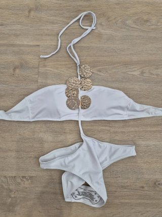 Trikini Blanco y Dorado Talla 36