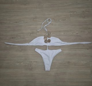 Trikini Blanco y Dorado Talla 36