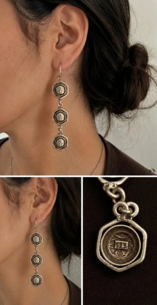 Pendientes largos con diseño de rostro