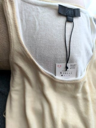 Camiseta doble Zara beige S