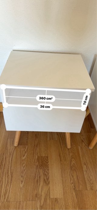 Mesita de noche blanca diseño moderno.