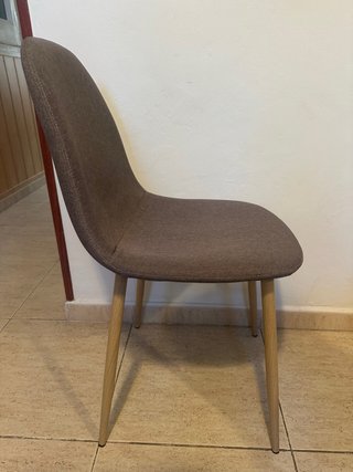 Set 4 Sedie da Pranzo in Tessuto e Legno