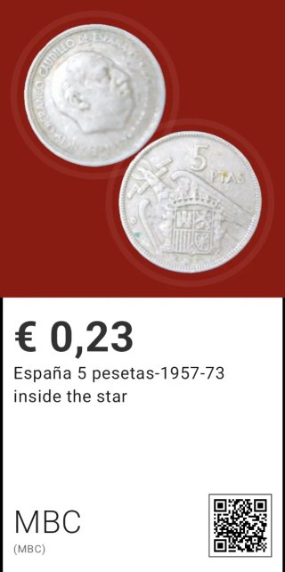 Monedas España años 50 Dictadura y transición