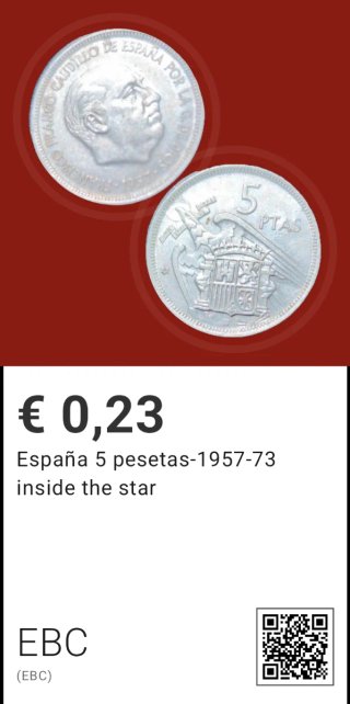 Monedas España años 50 Dictadura y transición