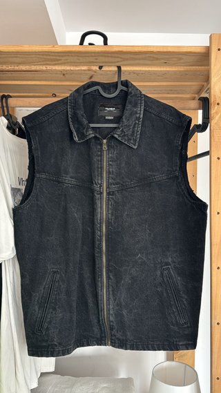 Chaleco vaquero PULL&BEAR negro/gris