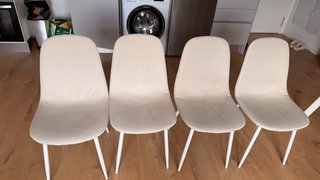 Mesa Comedor Cristal y 4 Sillas Beige