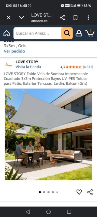 Toldo Vela LOVE STORY 3x3m Gris