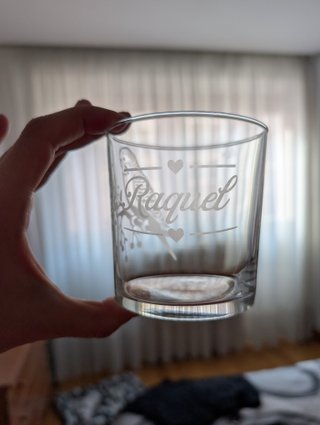 Vaso de cristal personalizado con animal y nombre