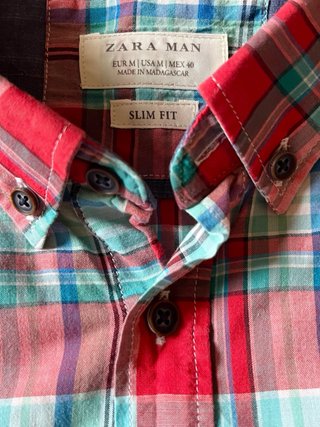 Camisa de cuadros de Zara. Talla M. 100% algodón.