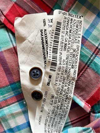 Camisa de cuadros de Zara. Talla M. 100% algodón.