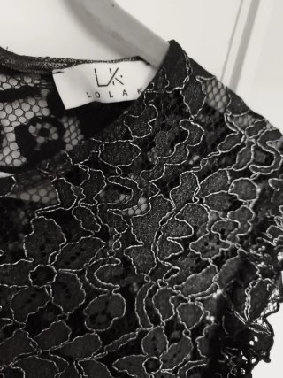 Vestido Negro y Plateado con encaje Lola K talla M